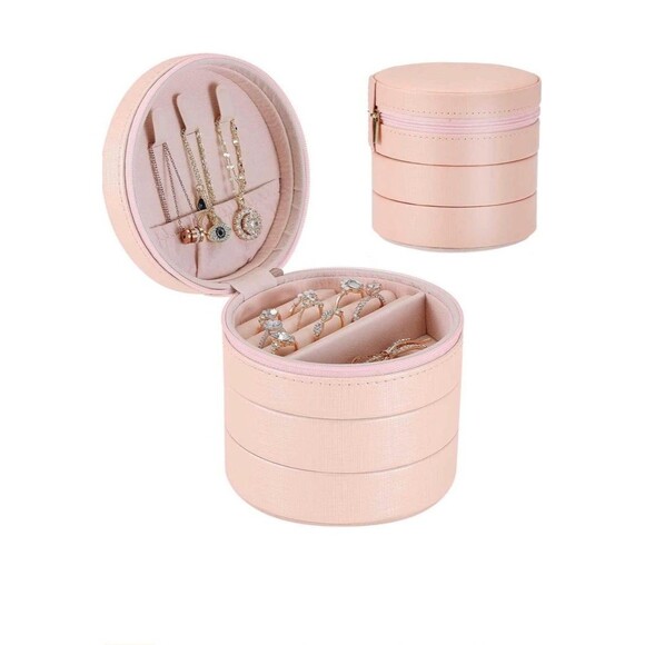 New with tags Jewelry Box Pink Faux Leather with separable travel compartment - Picture 1 of 8